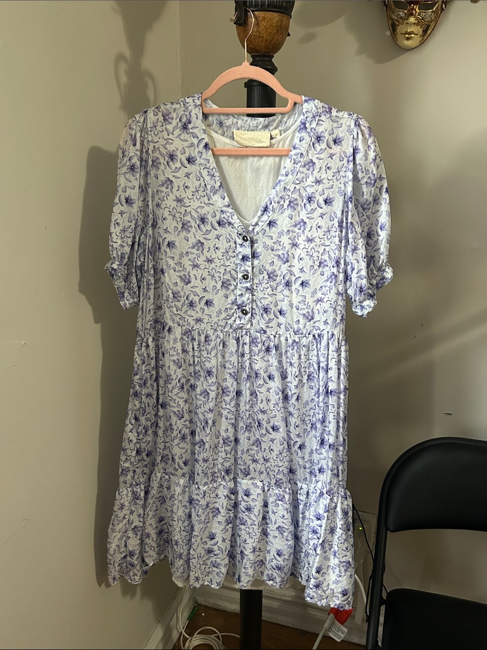 Reistor Lavender Floral Button-Front Mini Dress